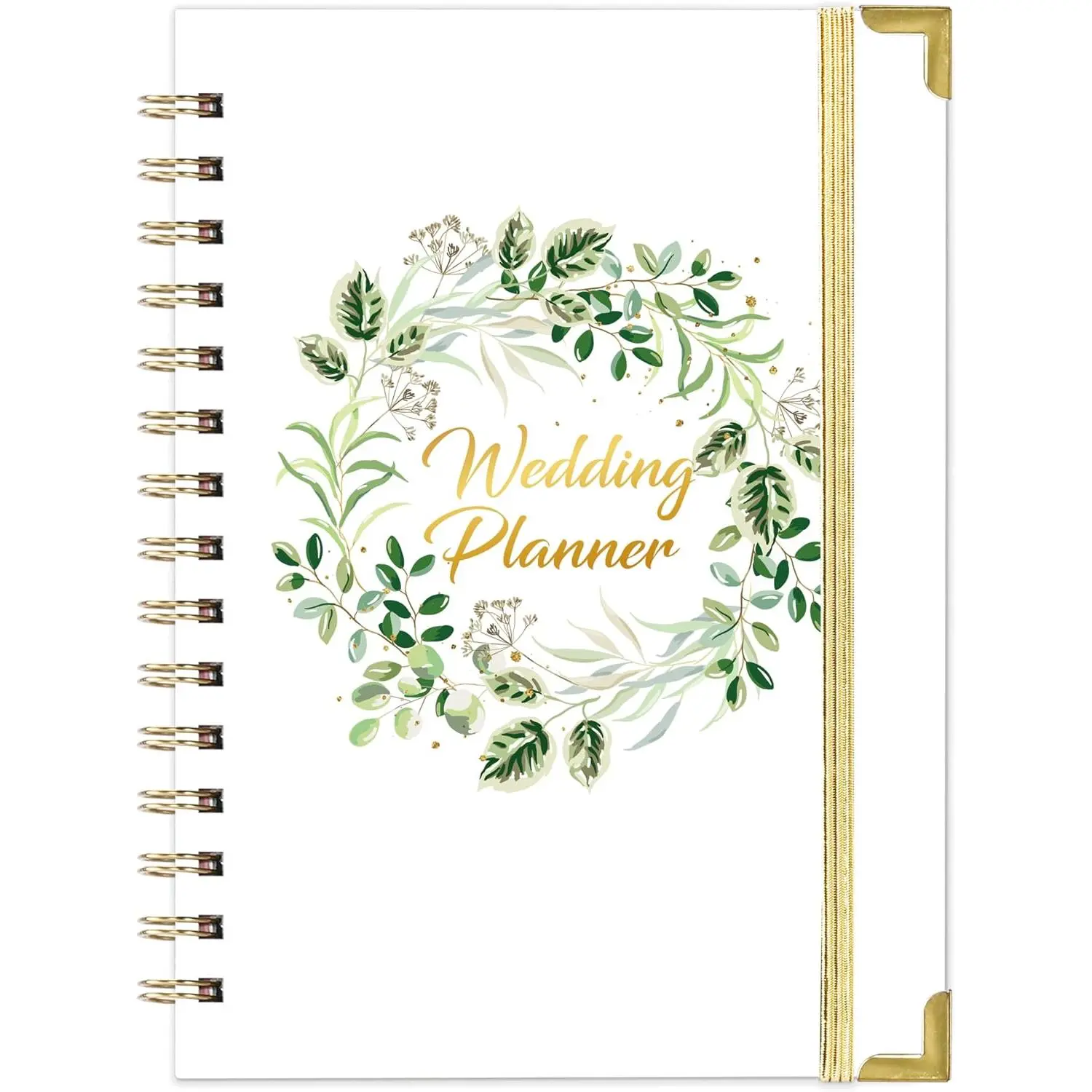 Wedding Planner - Wedding Planner Book and Organizer for The Bride with 5 Tabbed Sections, 6.5" x 8.75", Hardcover with Metal Corner + 5 Inner Pocket + Sticker + Notes Pages -  White