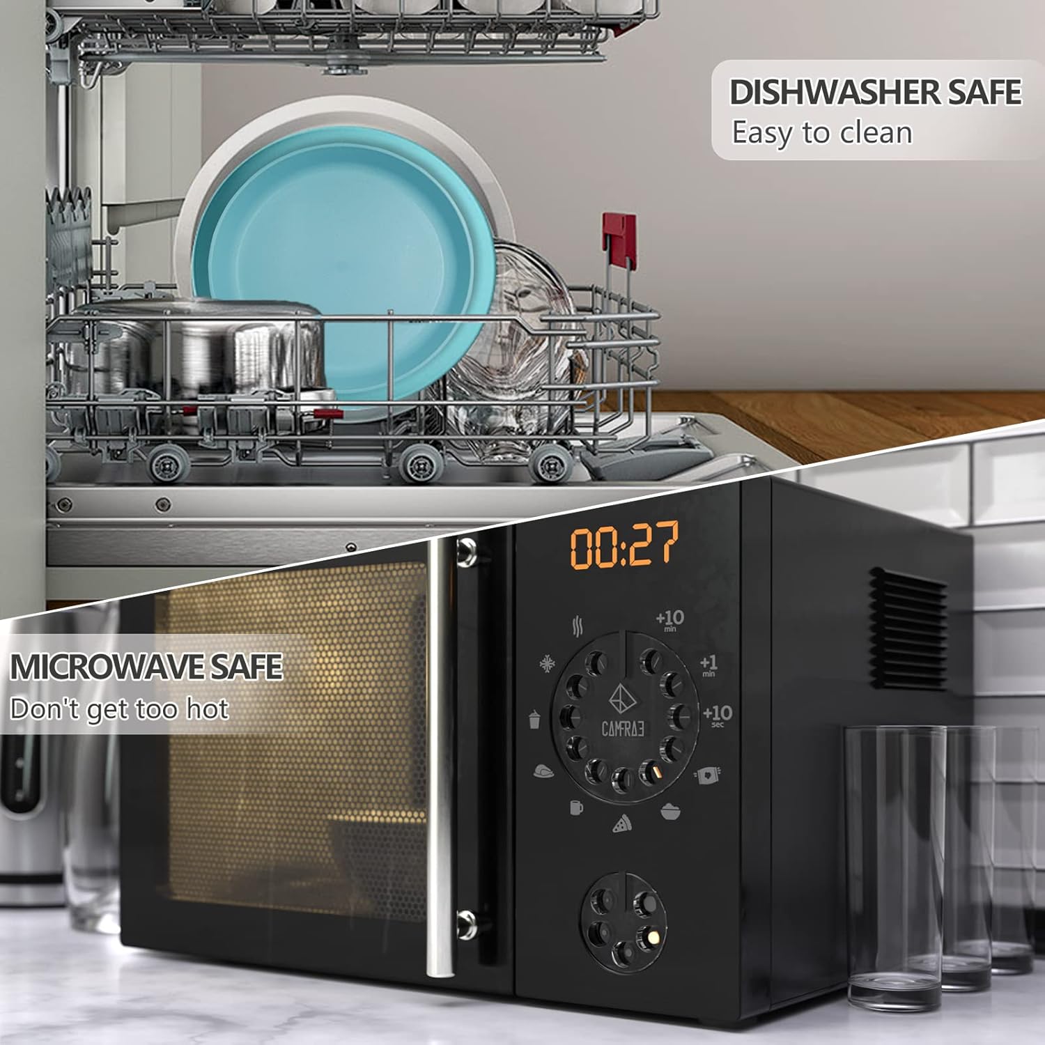 Dinner Plates Wheat Straw Fiber Plate Sets Unbreakable  Plates Microwave Save Dish Washer Safe For Salad Pasta Safe [Set of 8]