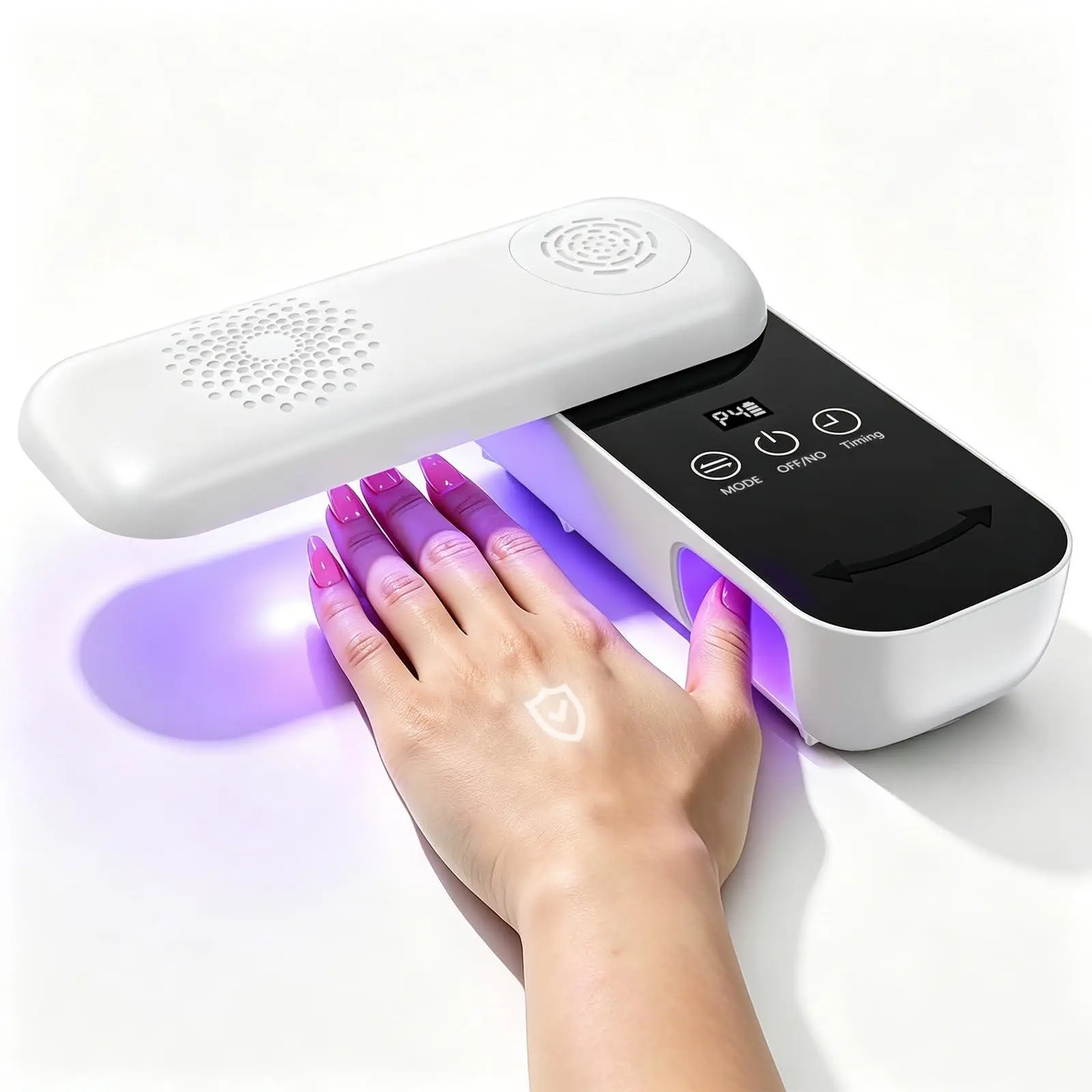 Compact Cordless UV Nail Lamp, 2‑in‑1 Gel Dryer & Nail Care Light with 4 Light Modes,Rechargeable Finger Nail Repair Light with 240° Rotatable Panel, Portable Nail Dryer for Gel Polish Touch-Ups, Extensions, Manicure & Pedicure