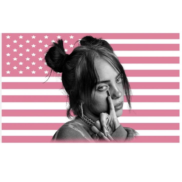 Star Singer Pop Pink USA Flag- American Flag Meme Trendy Room Tapestry Fanmade Subtle Merch Coachella Queen, Concert Festival Event