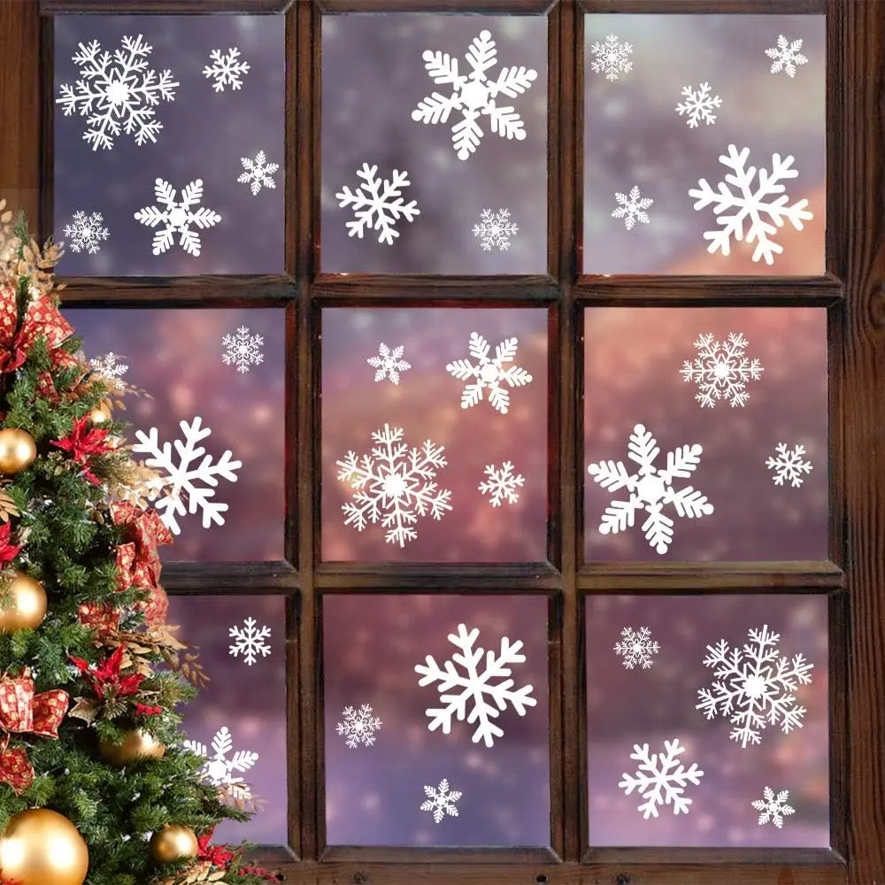 135Pcs Christmas Decorations Window Clings Snowflakes Window Decals,Suitable for home and party holiday decoration
