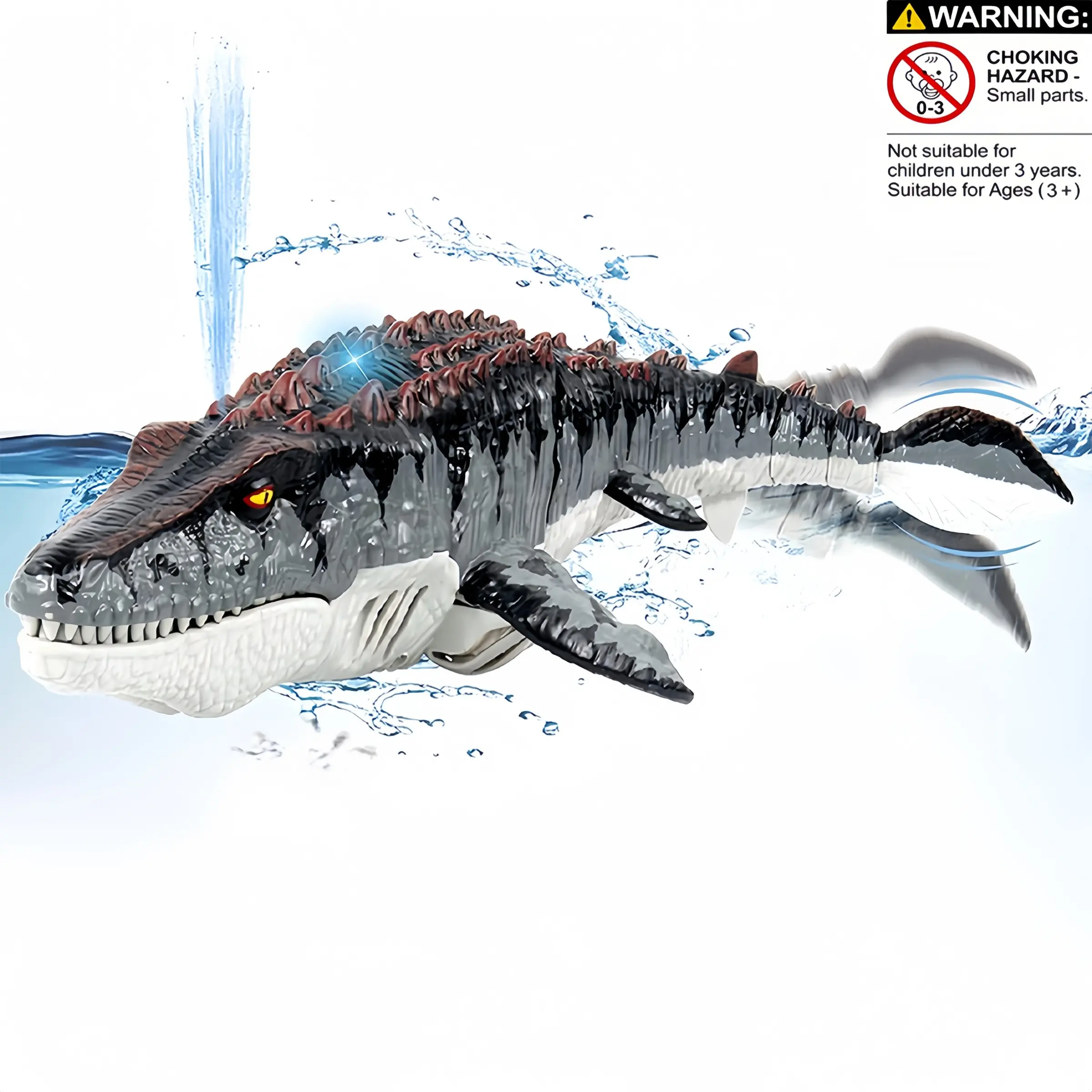 RC SWIMMING TOY |2.4G Remote Control Mosasaurus Underwater Toy, Simulation RC Sea Monster with Water Spray, Kids Summer Pool Dinosaur Toy（2 AA batteries not included）