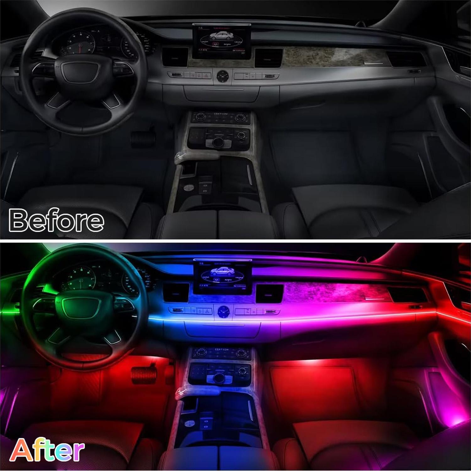 110cm Car LED Light, RGB Car Interior Atmosphere Lamp strip,USB Powered Center Console Dashboard Acrylic Lamps Strip APP Remote Control
