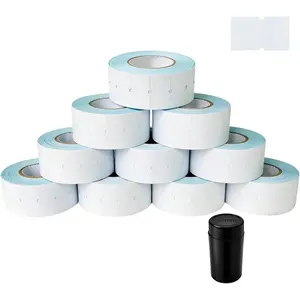NATURALABEL 10,000 pcs Blank White Price Gun Labels for NT5500/MX 5500 - Includes 1 Ink Roller, Permanent Adhesive (10 Rolls)