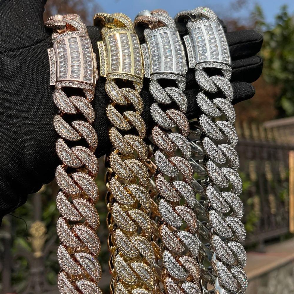 [ICE HUE]18K Gold Vacuum Plated Copper with 5A+ Sri Lanka Zircon Weaving Cuba Necklace Miami Italy Mexico & Micro Inspired for Women & Men Luxury Jewelry,Daily Wear,Casual Fashion,Gift Idea,,Classic,Hip Hop,Simple,Sporty Style,Lgbt