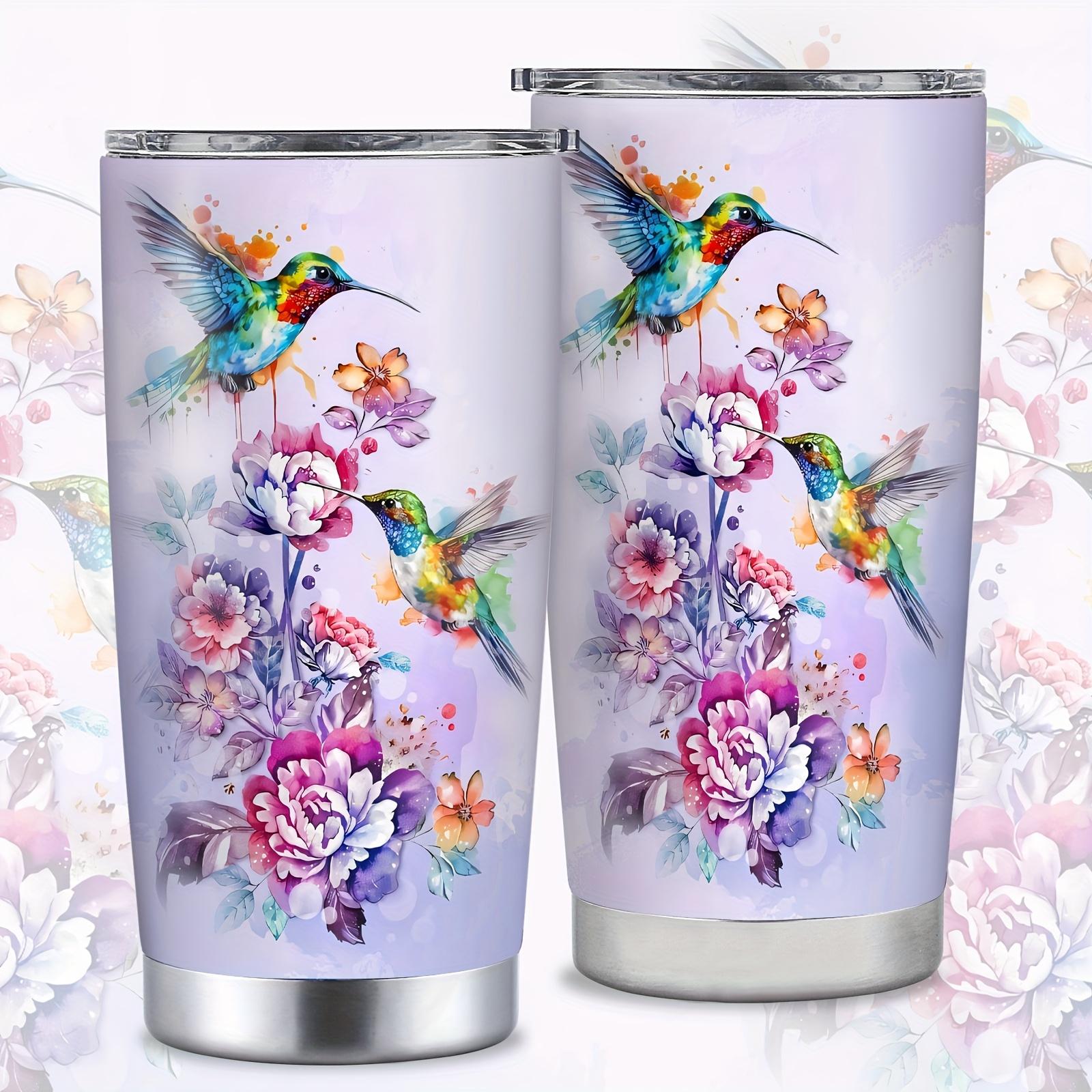 1pc/20oz Purple Hummingbird Theme Water Cup, Stainless Steel, Coffee Cup, with Lid, Hummingbird Gifts for Women, A Birthday Or Christmas Gift for Friends, Family, Parents, Daughters, A Christmas Gift for Hummingbird Lovers, Cold And Heat Preservation
