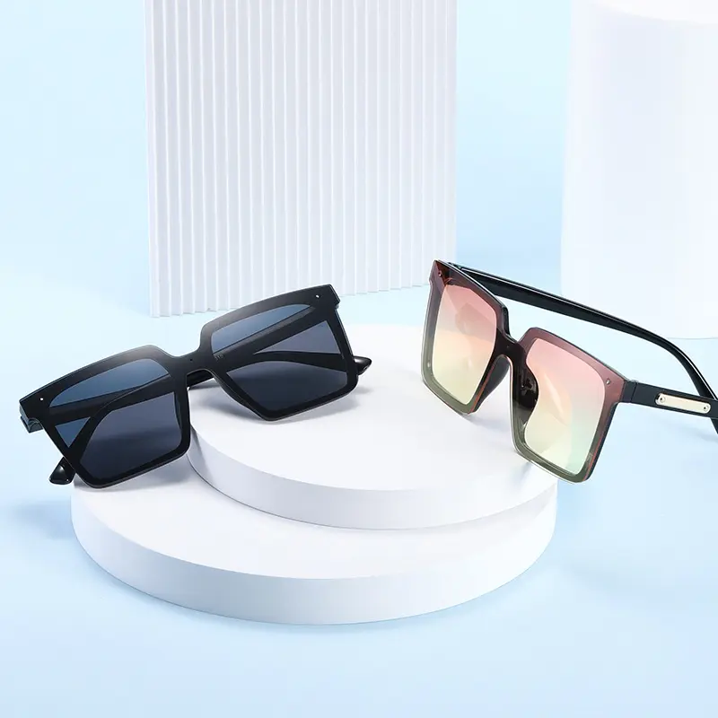Women's Korean-Style Oversized Frame Sunglasses - Internet Celebrity-Inspired Temperament Streetwear Eyewear with Trendy Unique 1-Piece Lens