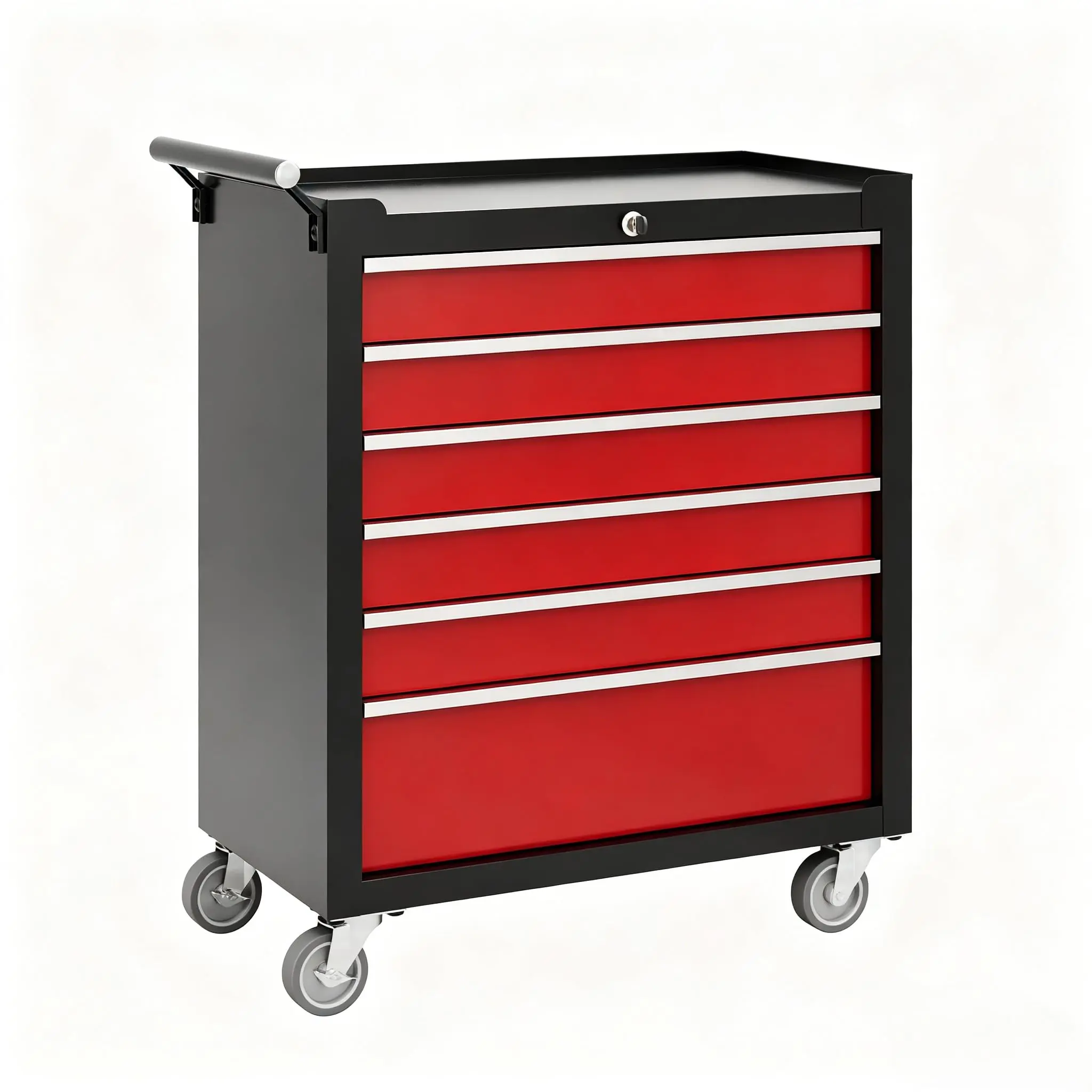 6-Drawer Rolling Tool Chest - Lockable Orange Metal Toolbox Organizer with Wheels & Drawer Liners for Garage, Workshop & DIY Repair