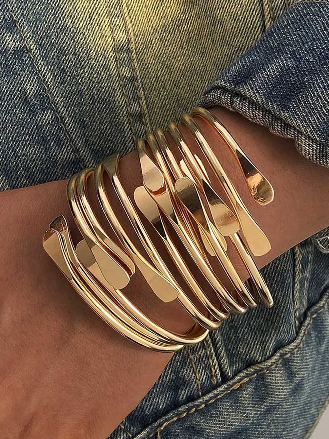 Vintage Cuff Bangle, Trendy Stack Bangle, Fashionable Adjustable Open Bangle for Women & Girls, Casual Jewelry for Party, Daily Decor, Trendy All-match & Exquisite Jewelry for Birthday Gift