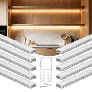 VEVOR 10-Pack U-Shape LED Aluminum Channel Kit, 3.3 ft/1M Length with Milky Cover, End Caps, Mounting Clips, for LED Strips Installations, Easy Setup for Under Cabinet, Wardrobes, Bookshelves (Christmas, Easter Use)