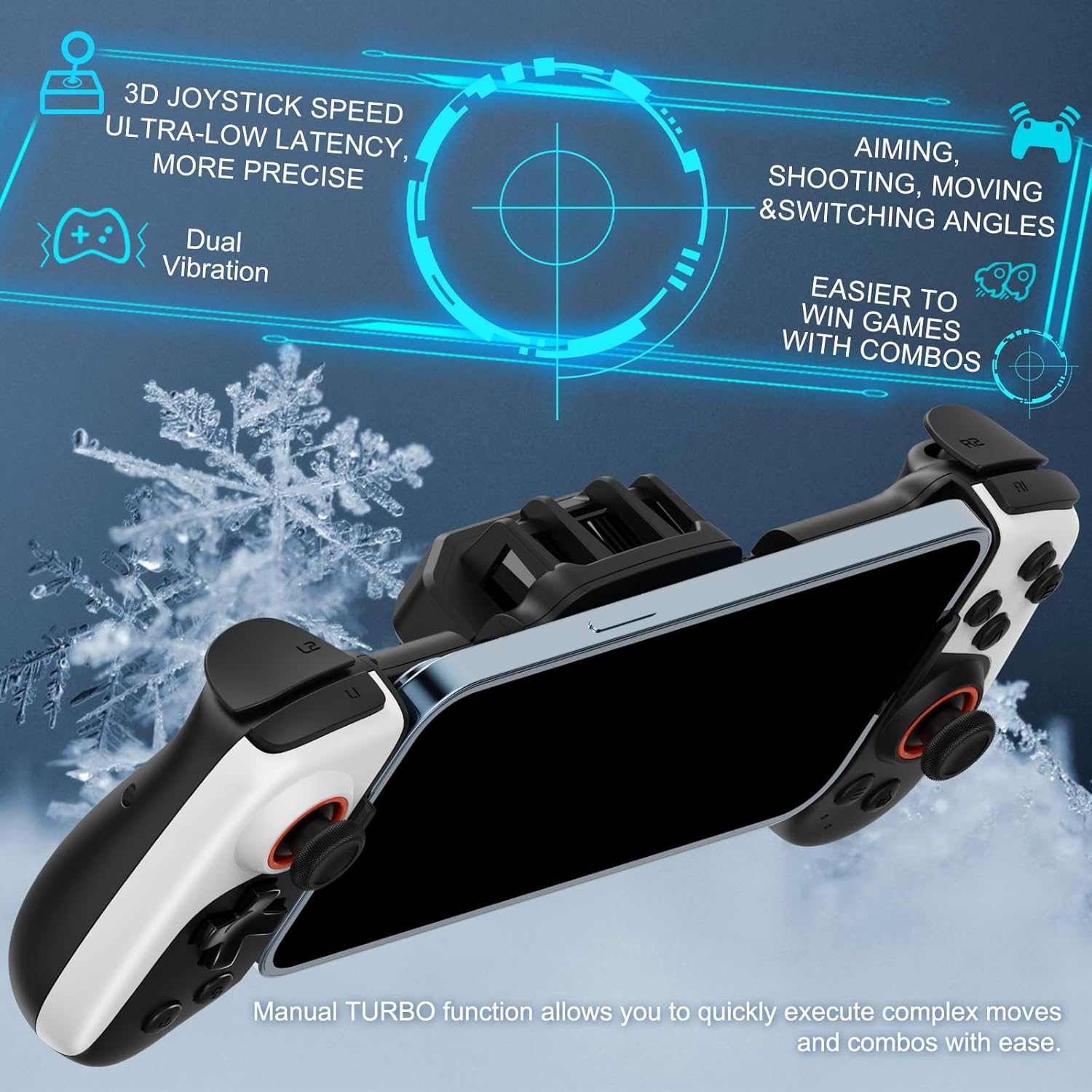 Phone Controller for /Android with Phone Case Support, Mobile Gaming Controller with Cooler for 16/15/14, Galaxy S24/S23/S22 - Universal Fit, Customizable Buttons, Turbo Phone Controller for /Android with Phone Case Support, Mobile Gaming Controller with Cooler for 16/15/14, Galaxy S24/S23/S22 - Universal Fit, Customizable Buttons, Turbo