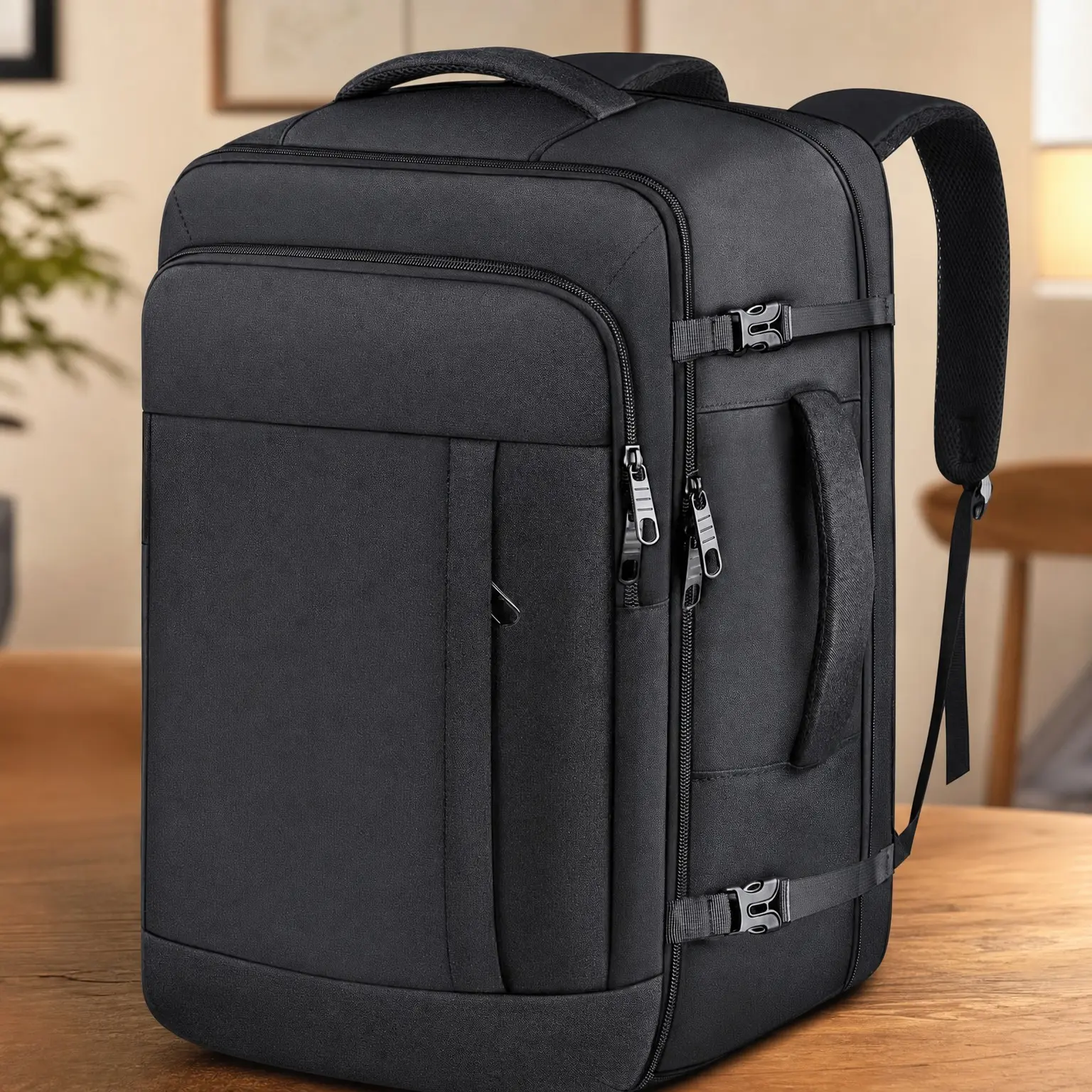 Expandable Carry-On Travel Backpack for Men Women | 40L-50L Extra Large TSA Flight Approved Laptop Backpack with Shoe Compartment, Anti-Theft, Lightweight Fits 17.3" Laptop, Travel Gift, BlackGift