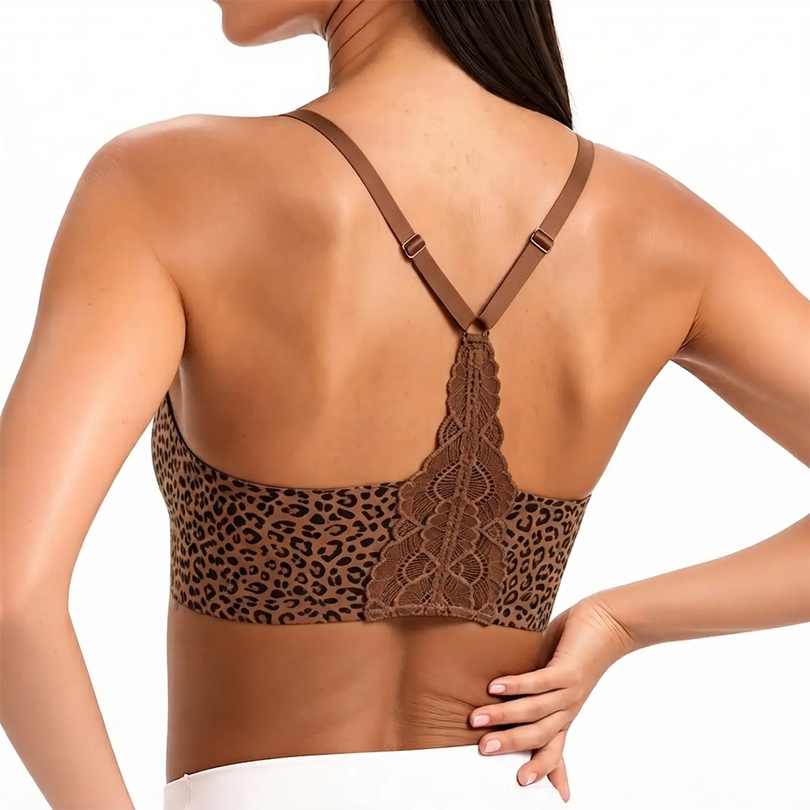 Aoysky Women's Wireless Light Jelly Bra - Smooth, Feminine, Fitted Racerback Lace Back Seamless Bralette for Everyday Wear, Tops