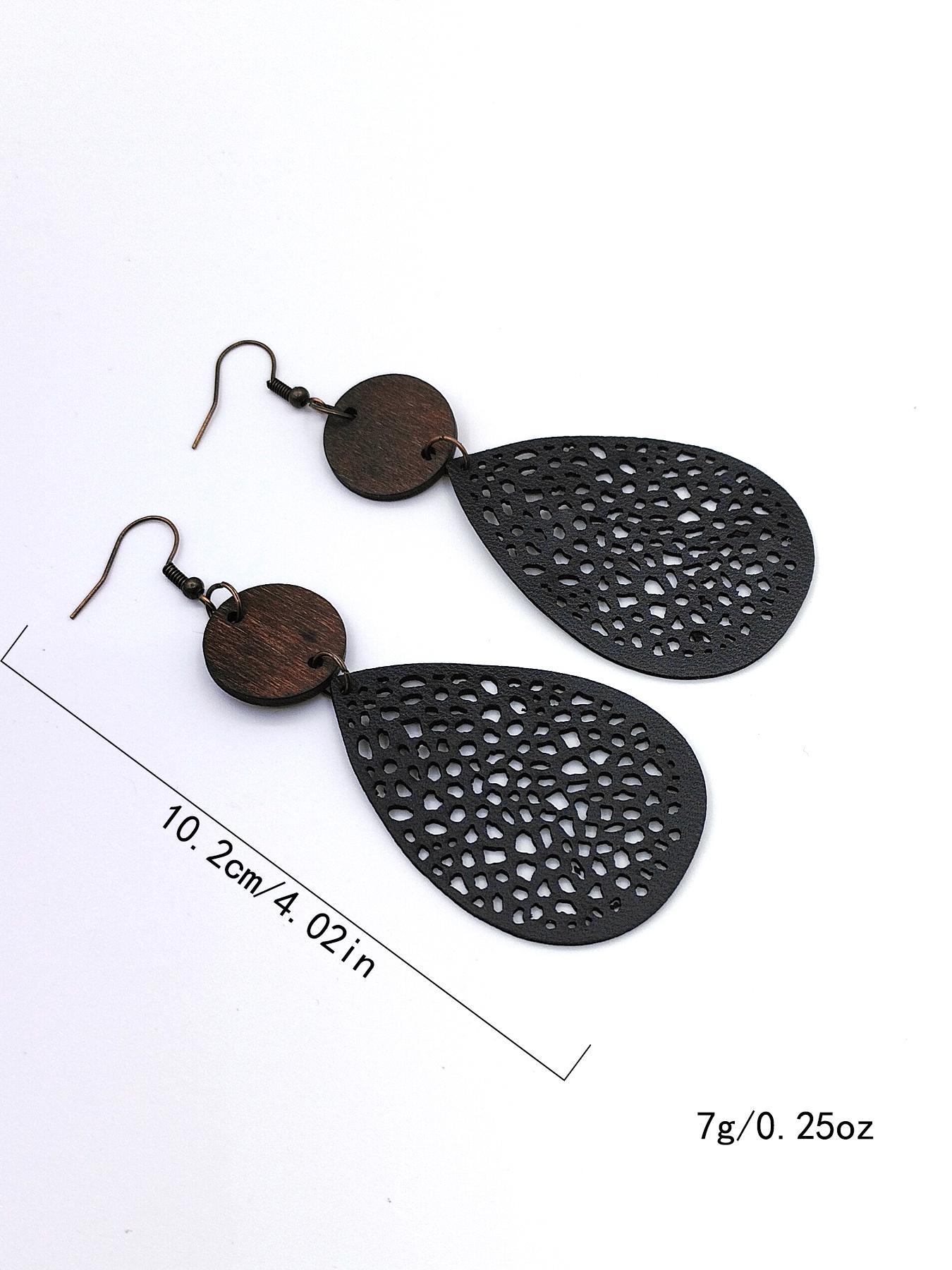 Women's Elegant Hollow out Water Drop Shape Dangle Earrings, 1 Pair Trendy Vintage Retro Dangle Earrings, Chic Gorgeous Jewelry As Gift for Girlfriend