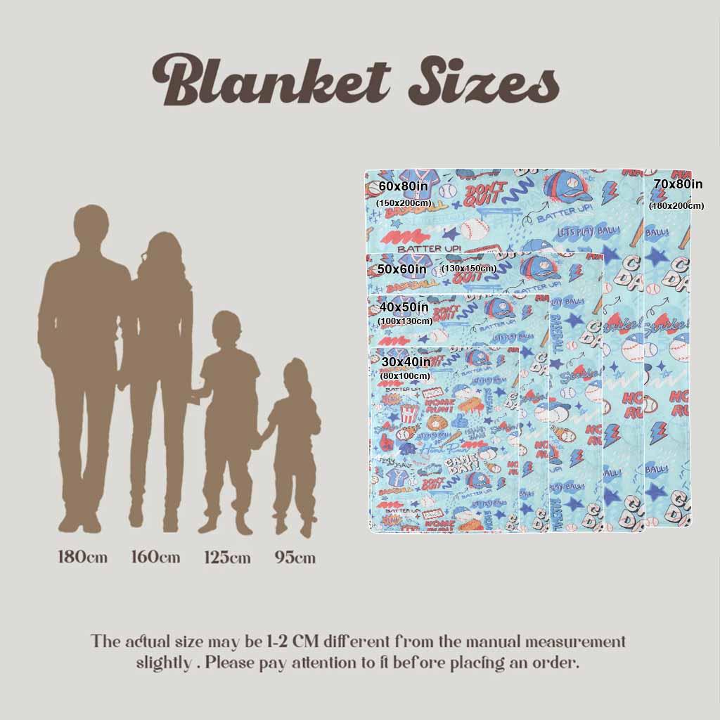 Baseball game pattern flannel blanket, sports-themed print featuring bats, baseballs, jerseys, and hot dogs, soft, comfortable, lightweight, and durable, making it a perfect gift for children.