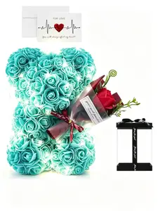 Creative Rose Bear Birthday Gift for Girlfriend, Romantic Pe Rose Bear Valentine's Day Present, Unique Floral Design Souvenir