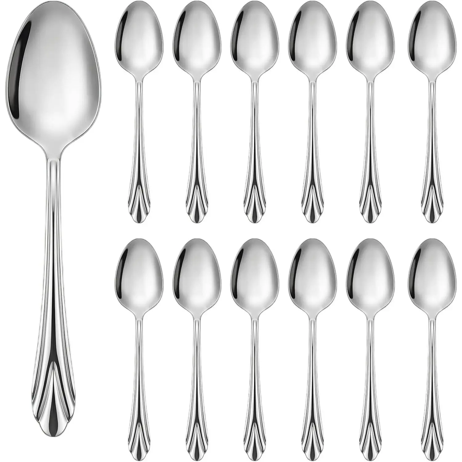 12- Stainless Steel Dessert Spoons, 6.7 inch, Mirror Polish | Heavy duty Teaspoons, Rust-resistant&Dishwasher safe&Non-slip, 12-pc set for restaurants/catering/