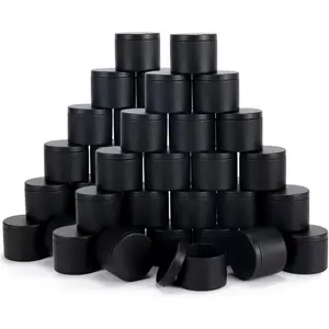 sonviitins 48 Pieces 4 Oz Black Candle Tins,4oz Candle Jars Candle Containers with Lids, Candle Tin for Candles Making, Arts & Crafts, Storage, and Gifts