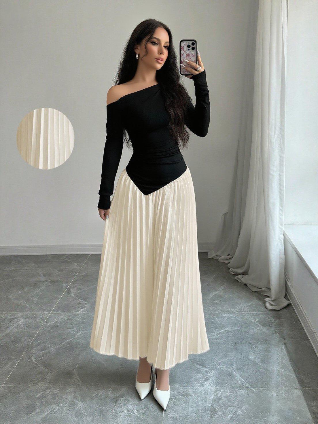 Ball gown, long-sleeved apricot-colored long dress, wedding guest dress