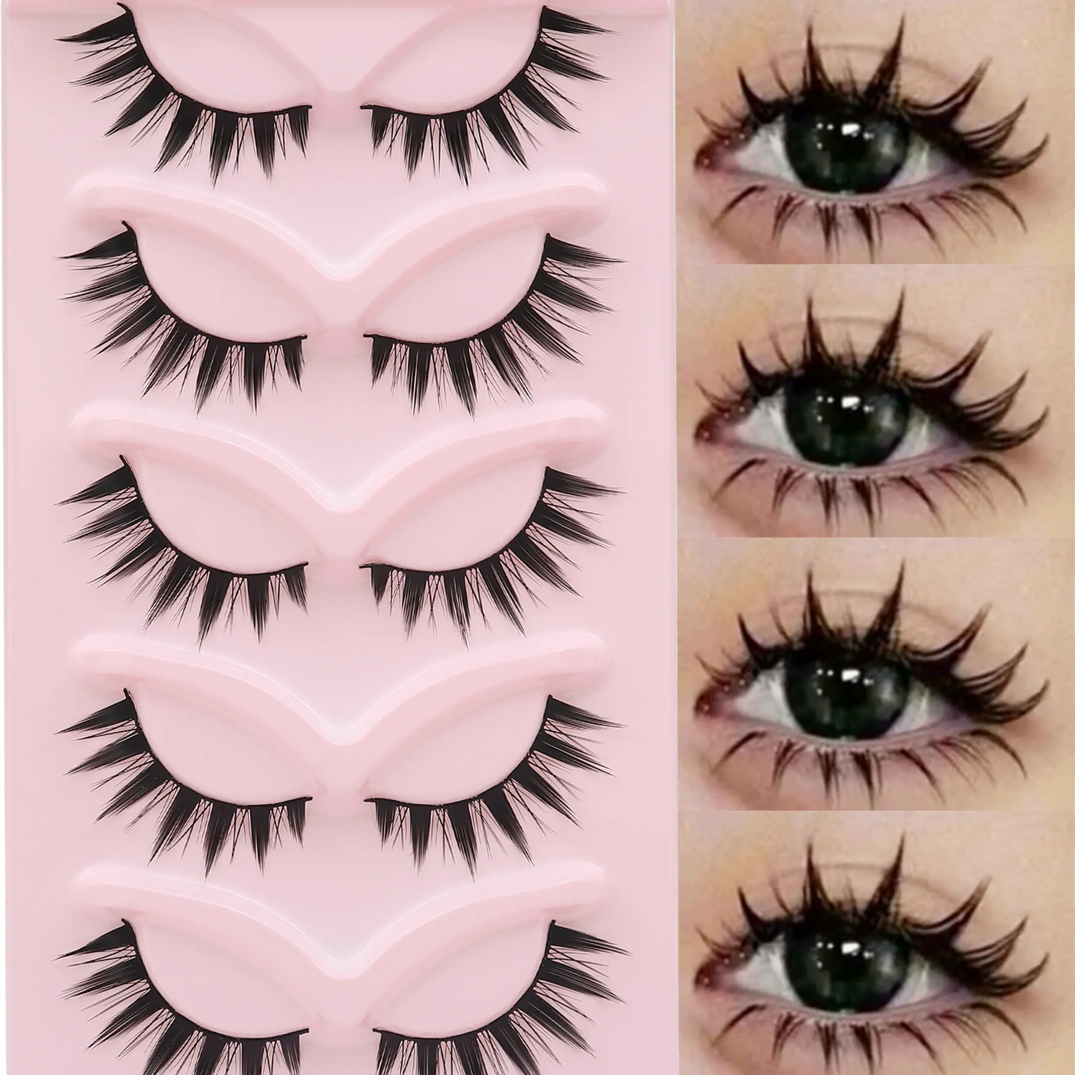 5 Pairs Anime False Lashes, 8-15mm Dense Voluminous Soft Reusable, Cosplay Daily Makeup, Easy to Wear, Perfect Gift for Women, Eyelashes