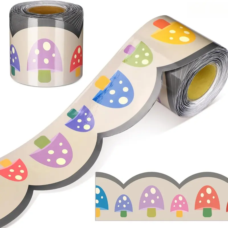 10M/33 Feet Color Mushroom Bulletin Board Blackboard Decoration Self-Adhesive Paper Learning Wall Decoration