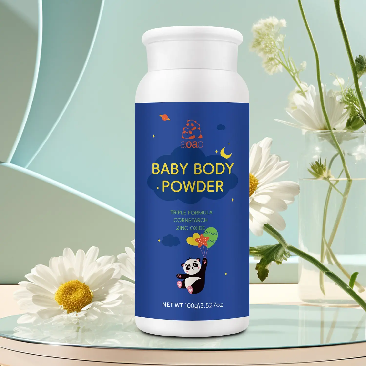 Baby Body Powder Without Talc, Infant Moisture-Absorbing and Long-Lasting Dryness, Corn Starch Formula, 100g, Gentle and Comfortable