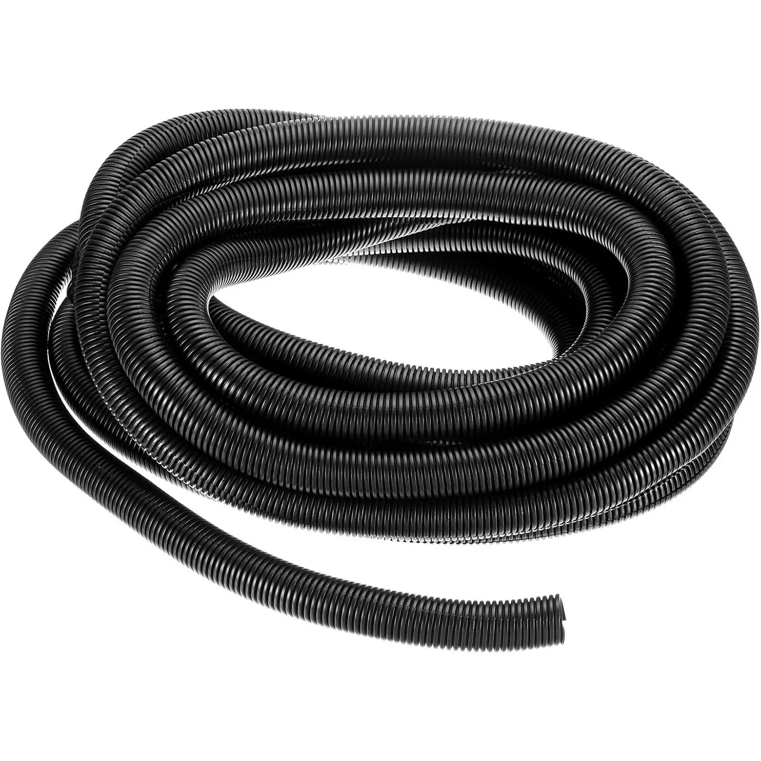 Black Split Wire Loom Tubing (7/8 in x 33 ft) - Polyethylene Convoluted Flex Conduit with Split Opening, Wire Sleeves, Electrical Cord Protector for Tools & Hardware Pumps & Plumbing Pipes & Fittings, Flexible