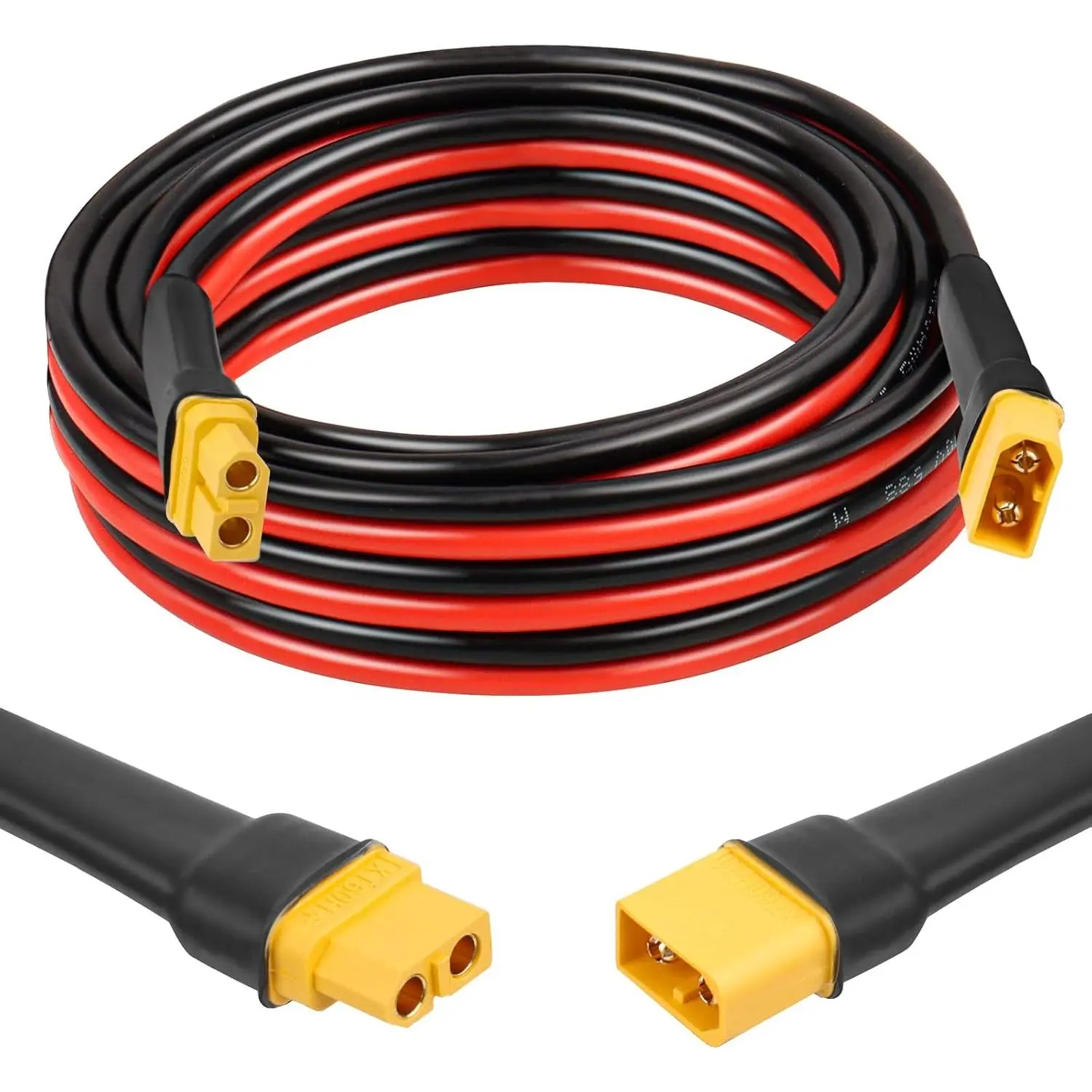 XT60 Extension Cable 10FT, 10AWG Tinned Copper Wire with XT60 Male to Female Connectors,-Duty Cord for RC Models, Drone, and Applications
