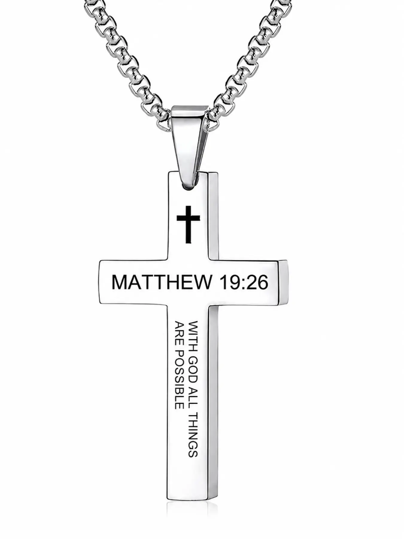 Christian Bible Verse Cross Pendant Necklace Stainless Steel Religious Scripture Prayer Jewelry Gifts