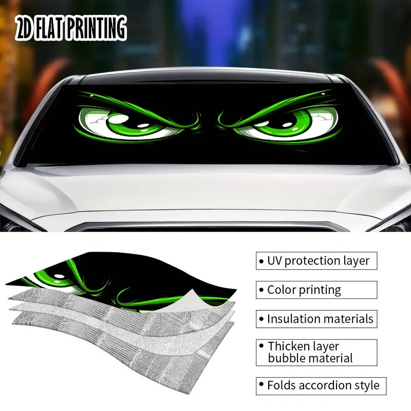 Universal Car Sun Visor, Base Angry Eye Print, UV Blocking, Foldable, Sun Visor for Car Windshield, Fits Most Cars & Suvs, Summer Comfort, Perfect Gift