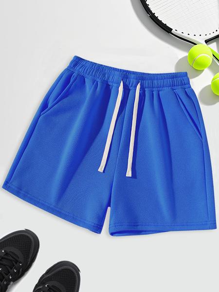 Unisex Drawstring Waist Shorts, Athleisure Casual Shorts, Soft Comfortable Solid Color Basic Style, Suitable for Casual Sports Outdoor Activities
