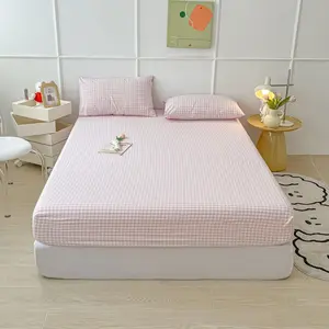 3pcs Plaid Bed Sheet Set, Includes 1 Mattress Cover + 2 Pillowcases, Soft Comfortable Breathable, Dustproof Non-Slip Single Double Queen King size