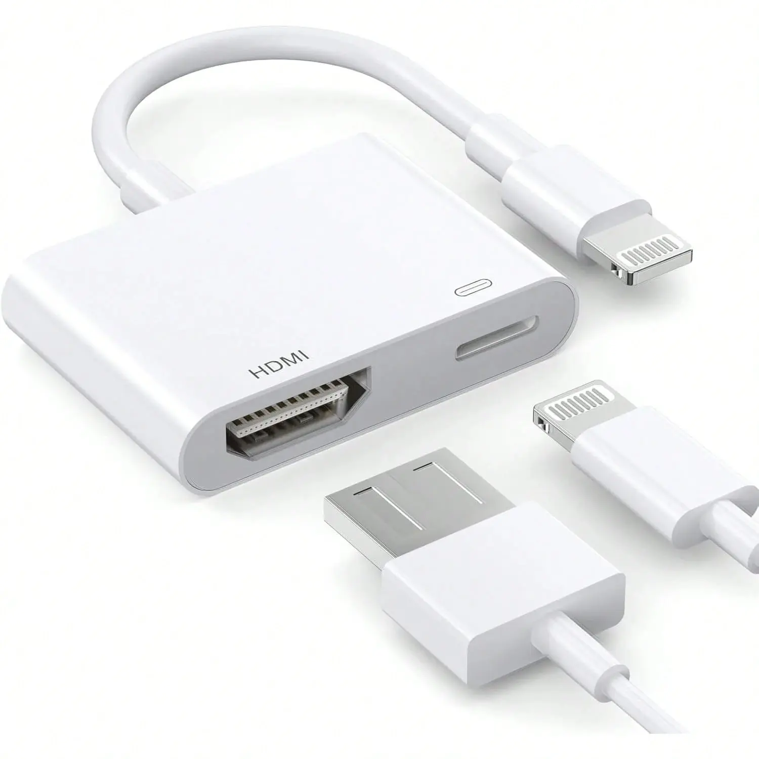 Lightning To Digital AV Adapter 1080P HD Video Sync Screen Connector Cable With Charging Port, Type C To Adapter Compatible With IPhone 17/16/15/14/13/12/11/X/8/7, /, HD TV/Projector/Monitor