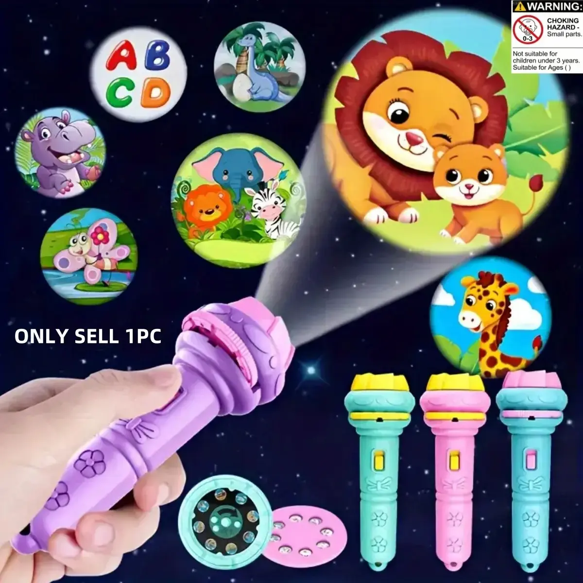 32-Pattern Projection Flashlight, Bedtime Educational Toy, Visual Learning Tools, Learning Machine, and Portable Storytelling Light, Multi-Pattern Animals Projector for Toddlers, Ideal Holiday and Back-to-School Gift