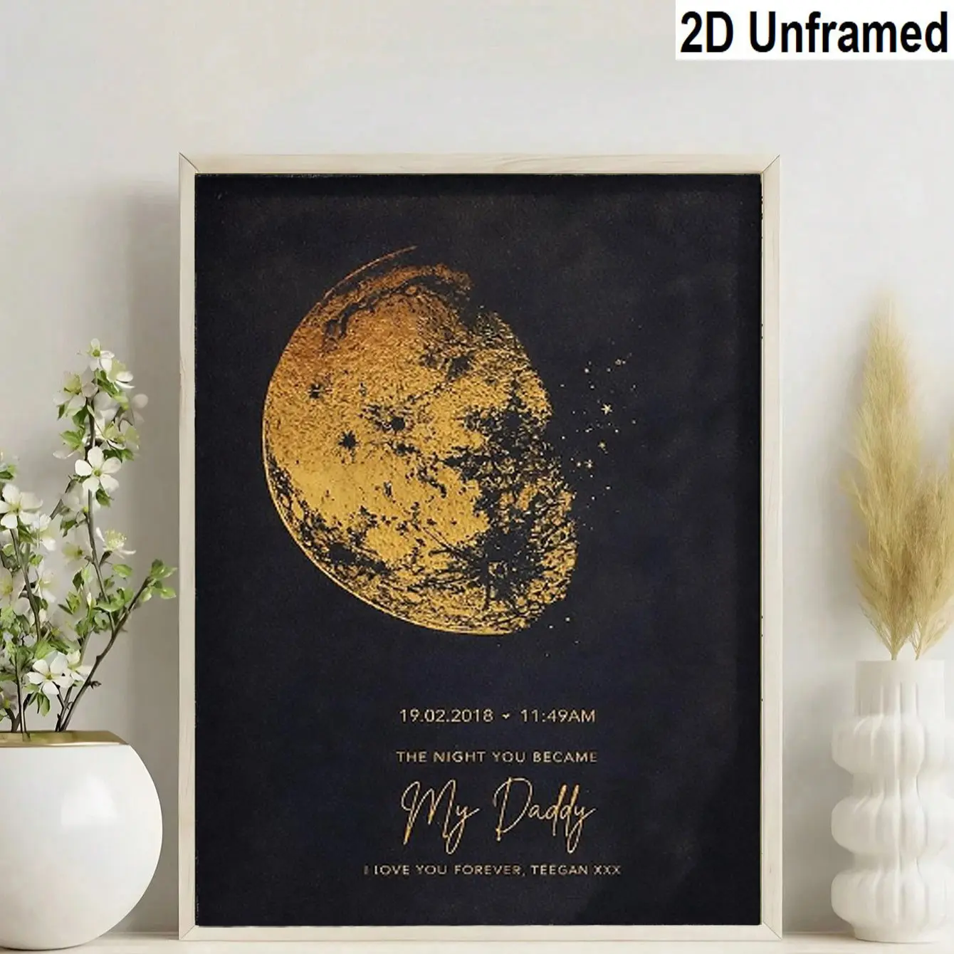 Personalized Moon Phase Print Gift, Father's Day Present, Unique Memorial Item, New Dad Gift, Special Night Keepsake