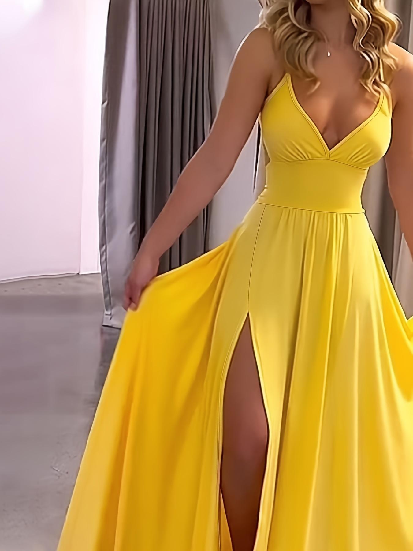 Women's Plain Fitted Criss Cross Backless Split Thigh Spaghetti Strap Cami Dress, Elegant Style Tie Back Ruched Sleeveless Long Dress for Party Holiday Wedding Guest, Ladies Summer Clothes Womenswear - TikTok Shop Women's Plain Fitted Criss Cross Backless Split Thigh Spaghetti Strap Cami Dress, Elegant Style Tie Back Ruched Sleeveless Long Dress for Party Holiday Wedding Guest, Ladies Summer Clothes Womenswear - TikTok Shop