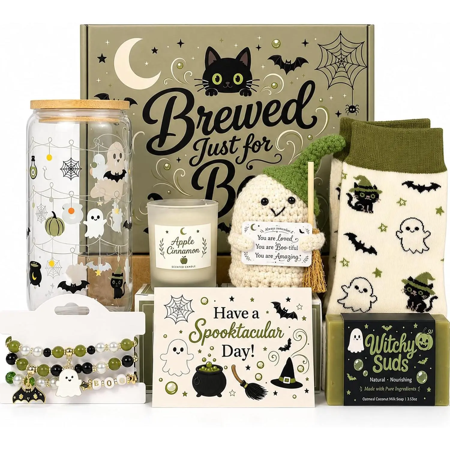 Boo Basket Stuffers for Women | Halloween Gifts for Women Teens Girls Her Sister  Adults, Halloween Boo Basket Ideas w Spooky Glass Cup