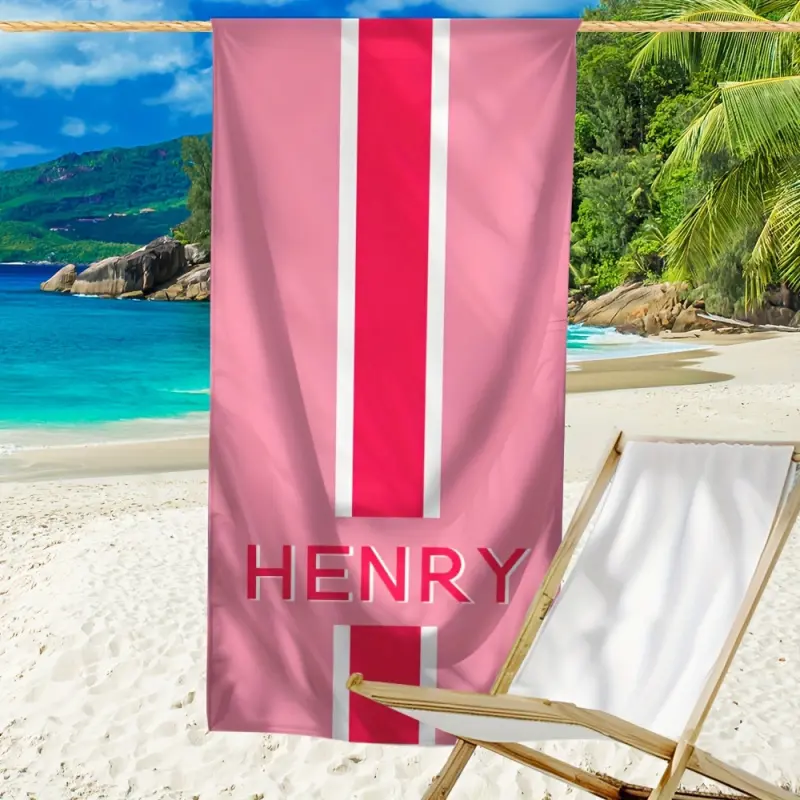 Name Personalized Beach Towel, Modern Striped Design, Quick Dry & Super Absorbent Ultra-Fine Fiber Bath Towel for Summer Beach Trips Parties and Pools quick-dry swimming custom multifunctional large spa travel portable sand golf blanket poncho animal swim