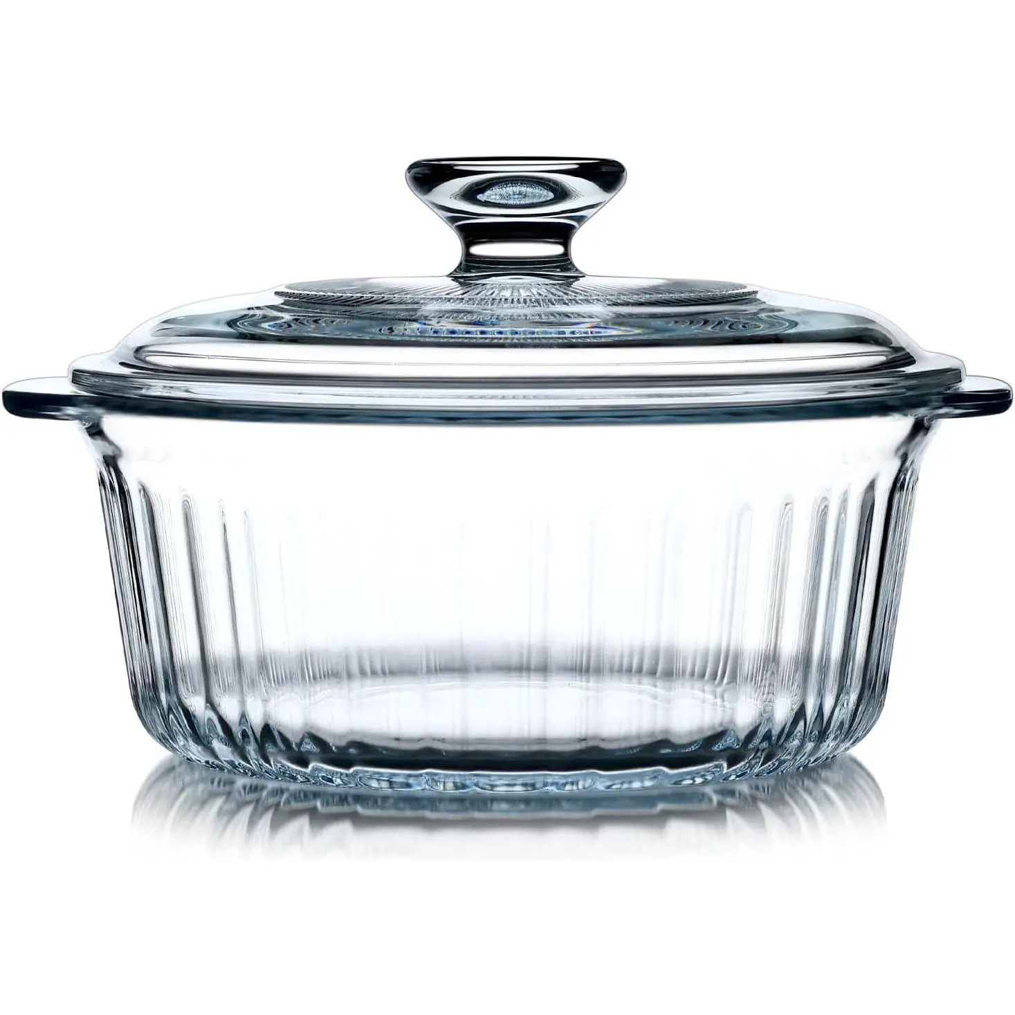1.6QT Round Glass Casserole Dish with Lid, Borosilicate for Oven | Easy Grab Glass Casserole Cookware with Lid, Ideal for Roasting Chicken, Casseroles, Baked Pasta, Oven to Table Serving