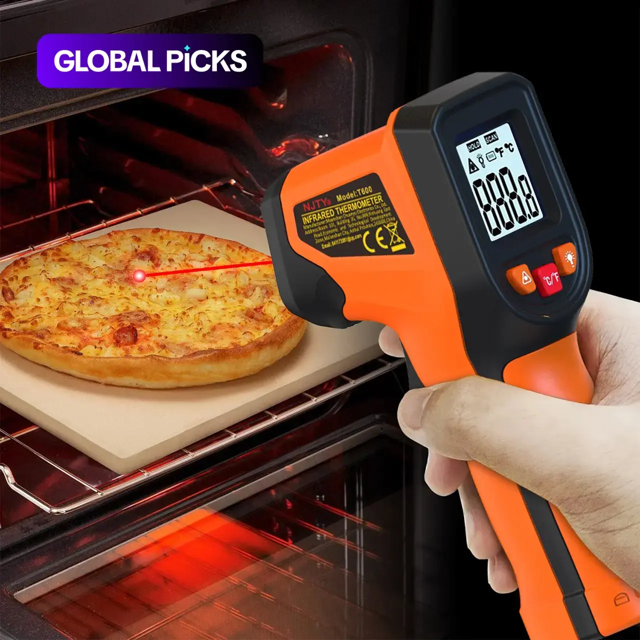 NJTY Infrared Thermometer, Handheld Temperature Measuring Tool, Temperature Monitor, Laser Surface Temperature Reader, Multifunctional Industrial Temperature Meter for Home Repair