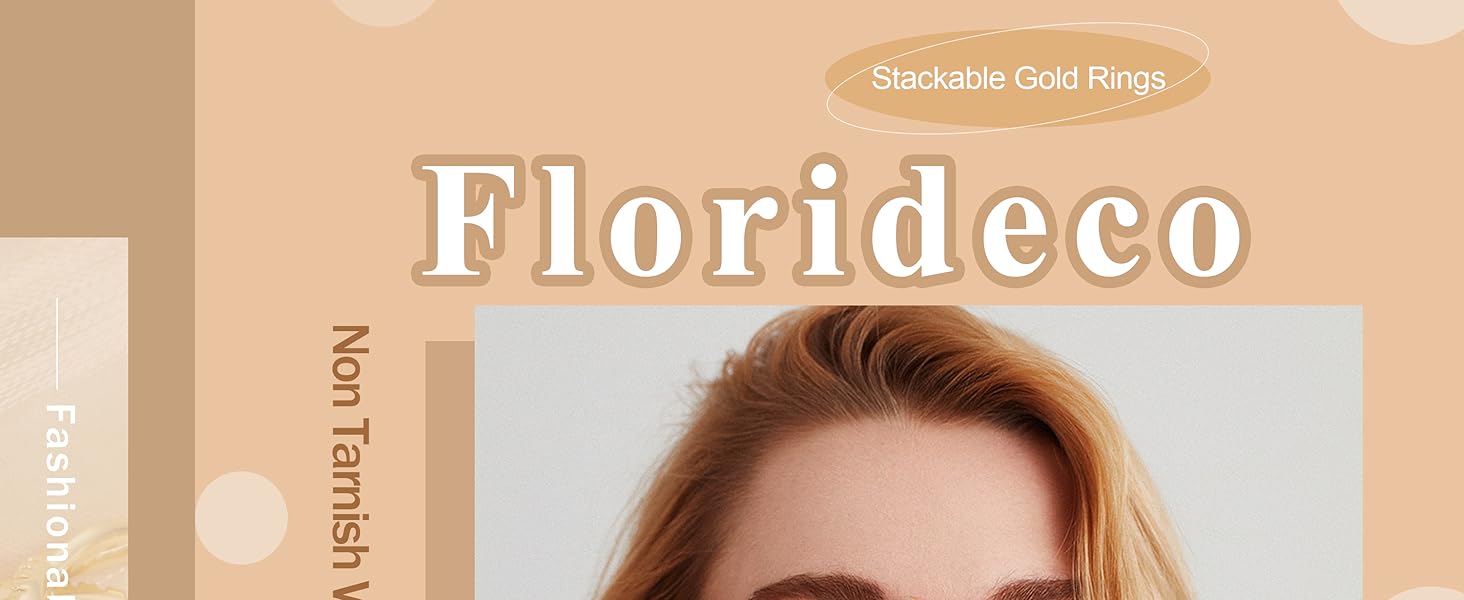 Florideco Stackable Gold Rings for Women Non Tarnish Dainty 14K Gold Plated Stackable Thin Rings Cubic Zirconia Thumb Ring Set Trendy Statement Promise Wedding Bands Engagement Rings for Women Size 5-10