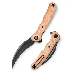 Trivisa Lacerta-Cu Folding Knife, 3.34'' 14c28n Stainless Steel, Copper Foil Handle, Lightweight Outdoor Camping Edc Tool
