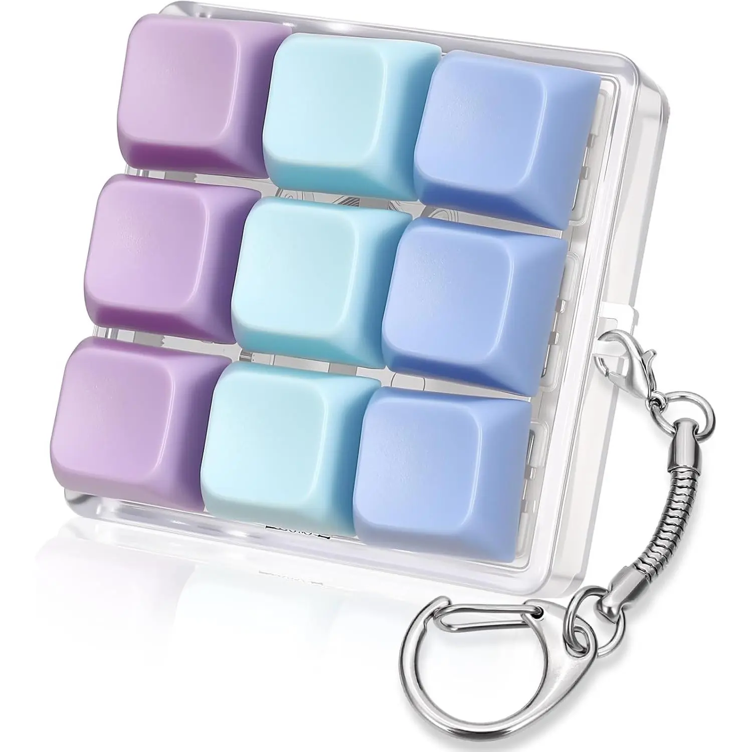 Keyboard Fidget Toy, 9-in-1 Keyboard Keychain Push Bubble Sensory Fidget Toys, Anxiety and Stress Relief Gifts for Children Adults Friends (Purple and Blue)fidget toys