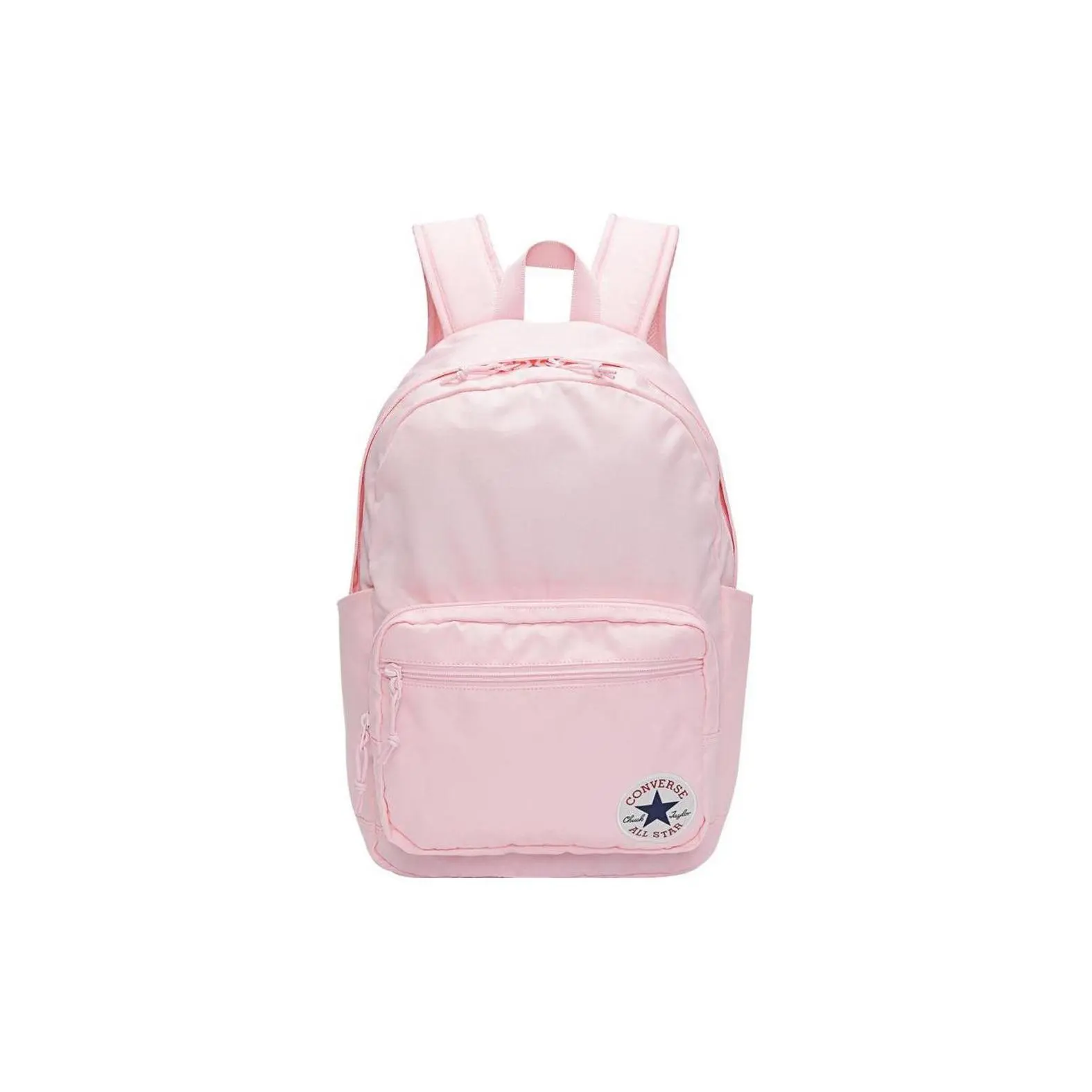 Converse Minimalist Casual Backpack for Men and Women – Classic Round Logo Zip Closure, Polyester, Pink