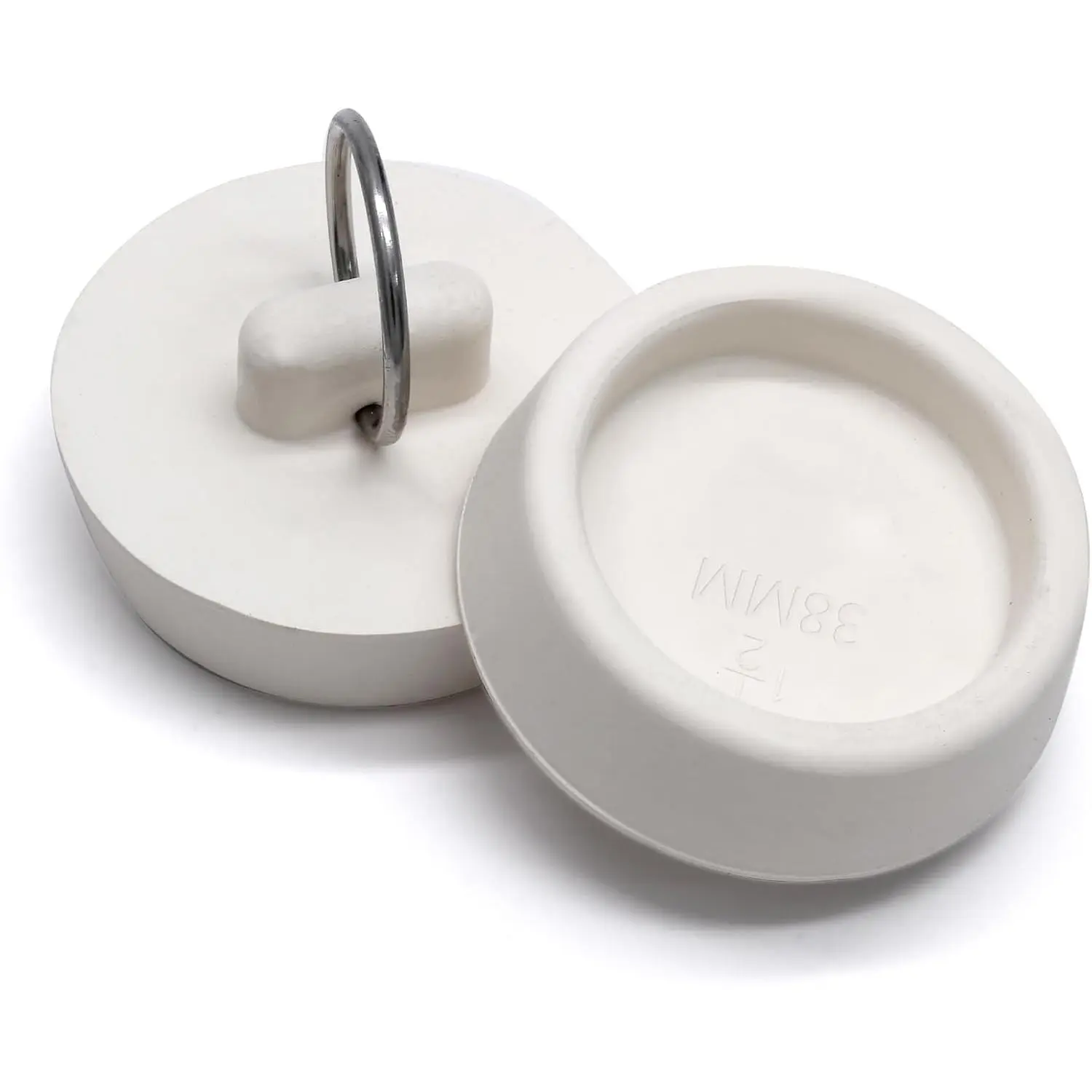 Rubber Drain Stopper, 1-1/2 to 1-5/8 Inch, White, 2 count