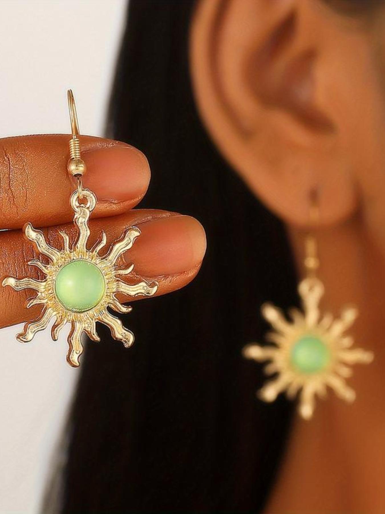 Sun Design Dangle Earrings, Statement Earrings, Fashionable Jewelry for Women, Trendy All-match & Exquisite Jewelry for Birthday Gift