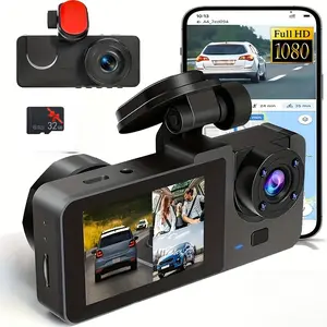 4K-2/3-Channel Front And Rear Built-In Tachograph, UHD Car Tachograph, 1080P Car Camera with Infrared , Loop Recording, WDR, 24-Hour Parking Mode, Loop Recording Christmas Gift-Y15 2/3 Recording With 32G Memory Card