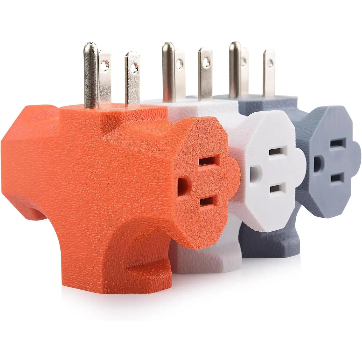 [ETL Listed]  3-Pack 3 Way Plug Adapter 15A 1875W, 3 Prong 3 Outlet Adapter, Power Splitter Plug Outlet, 3 Way Electrical Splitter, Multicolored (White, Gray, Orange)