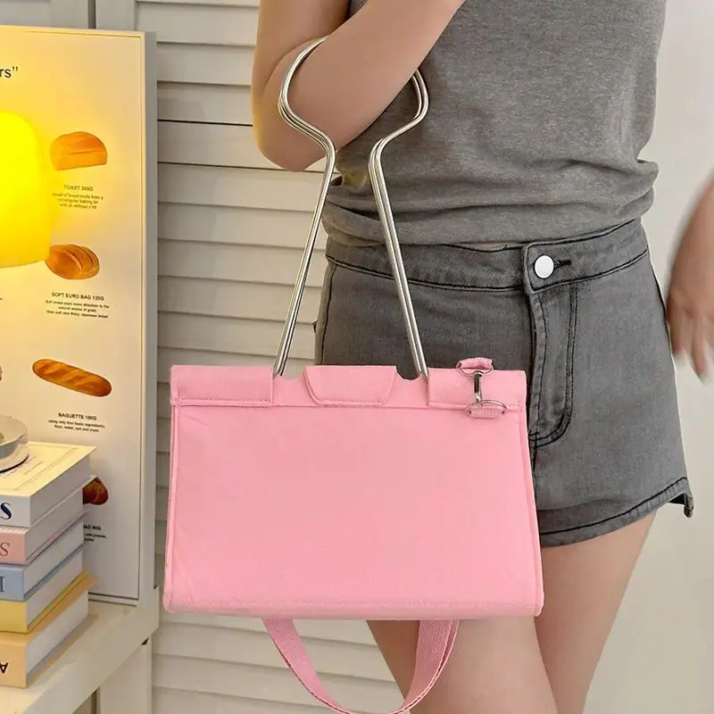 Women's Crossbody Bag, Cute Novelty Binder Clip Shaped Shoulder Purse, Lightweight Hands-Free Mini Handbag for Parties