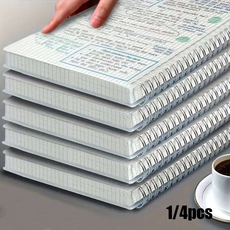 A5 Spiral Grid Notebook, 1/4 pcs, with Flexible Covers, Smooth Thick Paper, Durable Lay-Flat Design, for Drawing Notebook Work Study Sketching Note-Taking Math Engineering Daily Planning, Versatile Office Supplies Holiday Gifts for All Ages